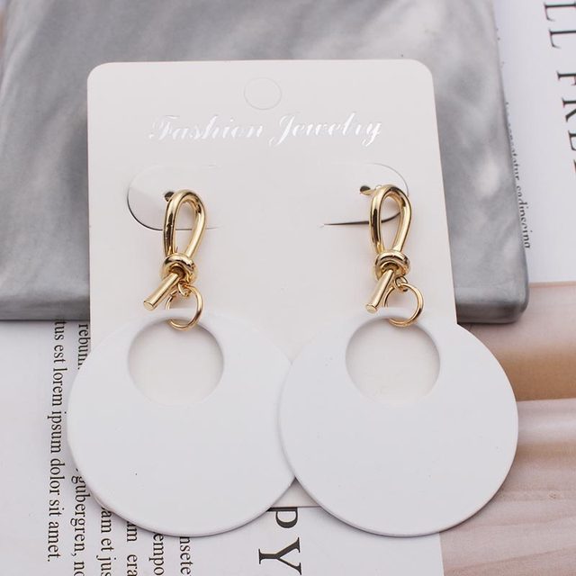 2019 Retro Vintage Statement Earrings White Geometric Long Dangle Earrings for Women Wedding Party Christmas Gift Wholesale