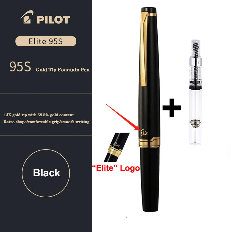 New Japan PILOT Fountain Pen 14K Gold Tip 95s Elite 95th Anniversary Engraved Pocket Design Portable Gold Pen High-end Stationer