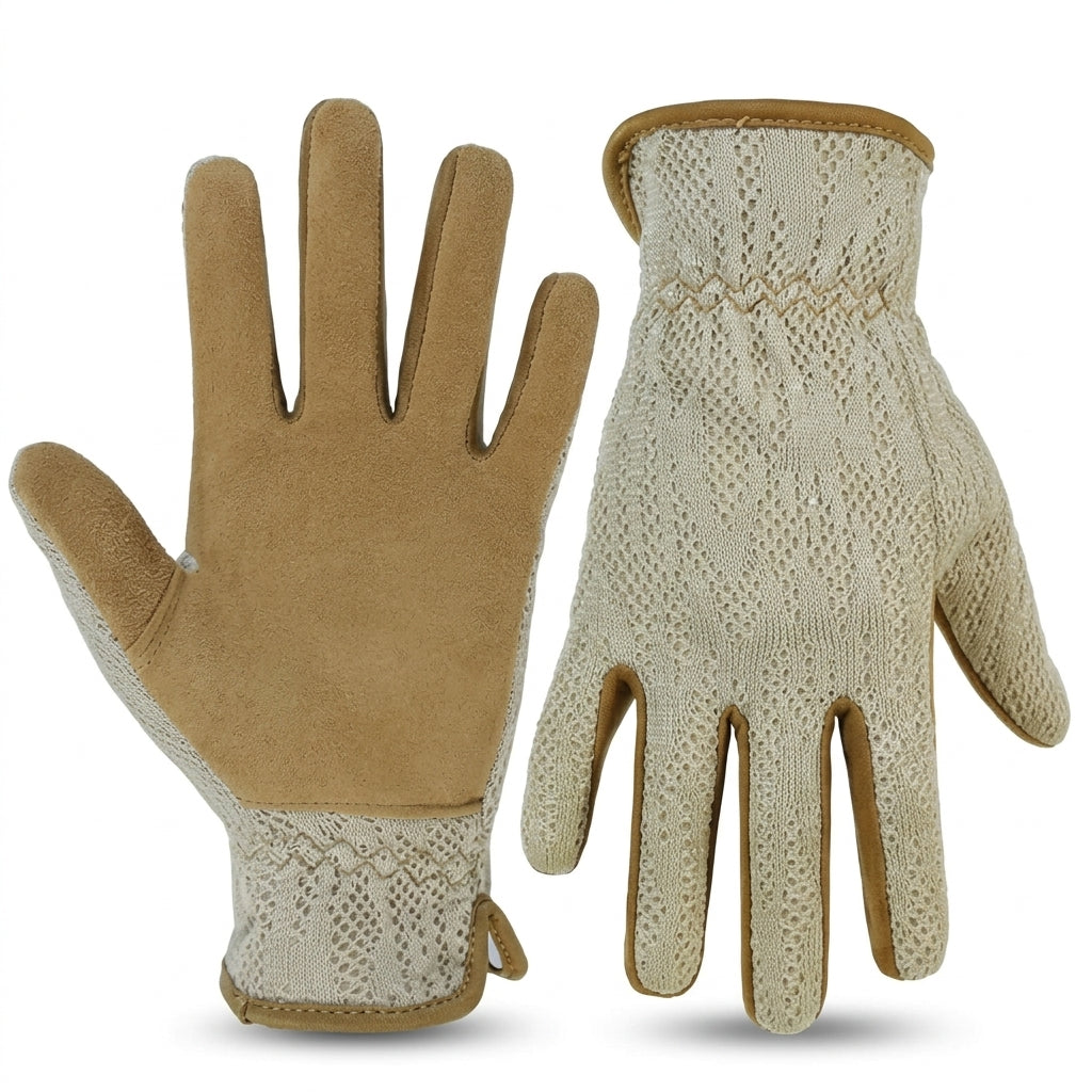 Crochet & Suede Heritage Gardening Gloves