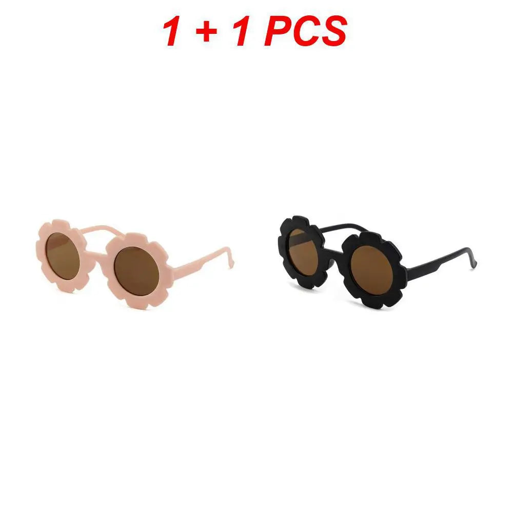 Sun Flower Sunglasses For Children Round Summer Travel Shades Boys Girls Lovely Eyewear Kids Baby UV Protection Oculos De Sol