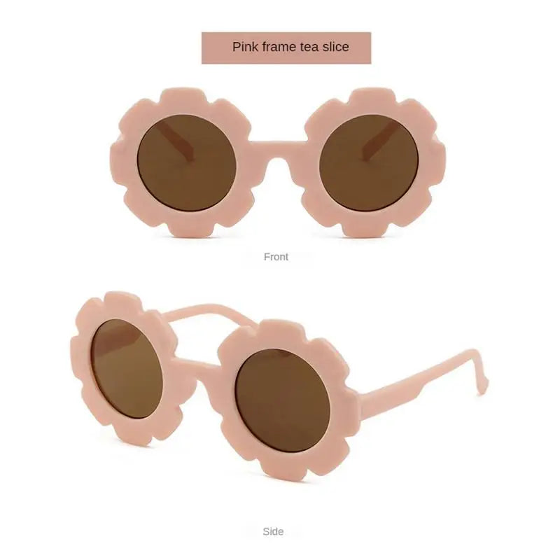 Sun Flower Sunglasses For Children Round Summer Travel Shades Boys Girls Lovely Eyewear Kids Baby UV Protection Oculos De Sol