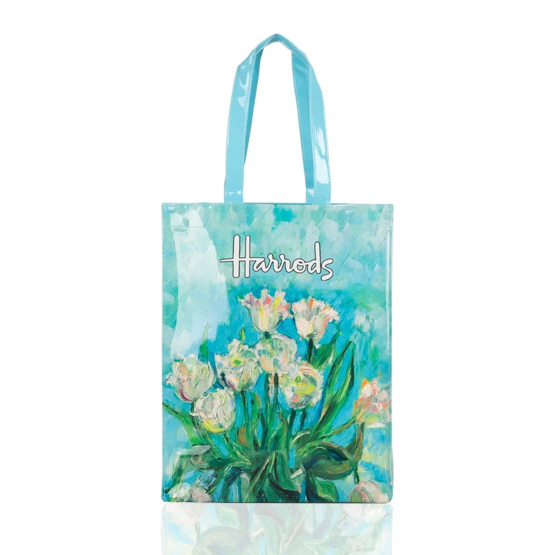 London Style PVC Reusable Shopping Purses Large Eco Friendly Flower Women's Tote Shopper Bag Summer Waterproof Beach Handbag