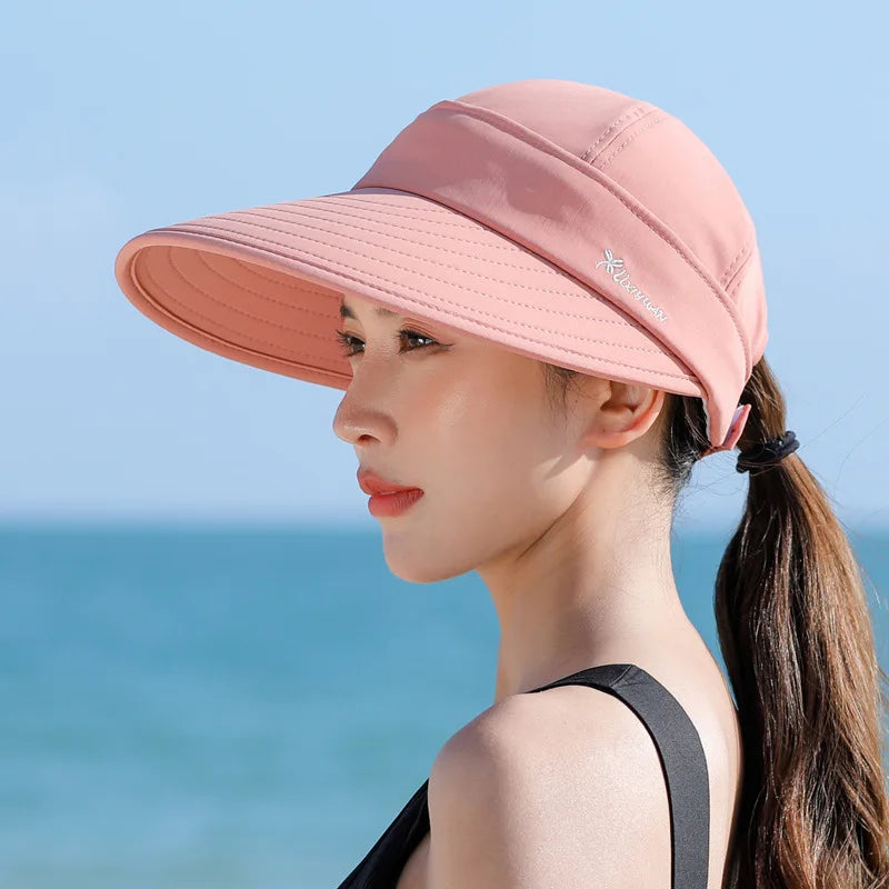 Summer Sunshade UV Protection Sun Hat Womens Ladies Summer Wide Brim Foldable Sun Hat Beach Visor Sporting Baseball Cap Hats