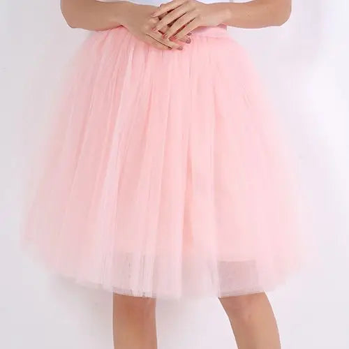 Quality 5 Layers Fashion Tulle Skirt Pleated TUTU Skirts Womens Lolita Petticoat Bridesmaids Midi Skirt Jupe Saias faldas