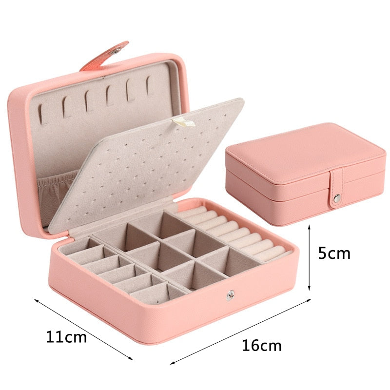 Size S/M/L Jewelry Organizer Display Travel Jewellery Case Boxes Travel Portable Jewelry Box PU Storage Organizer Earring Holder