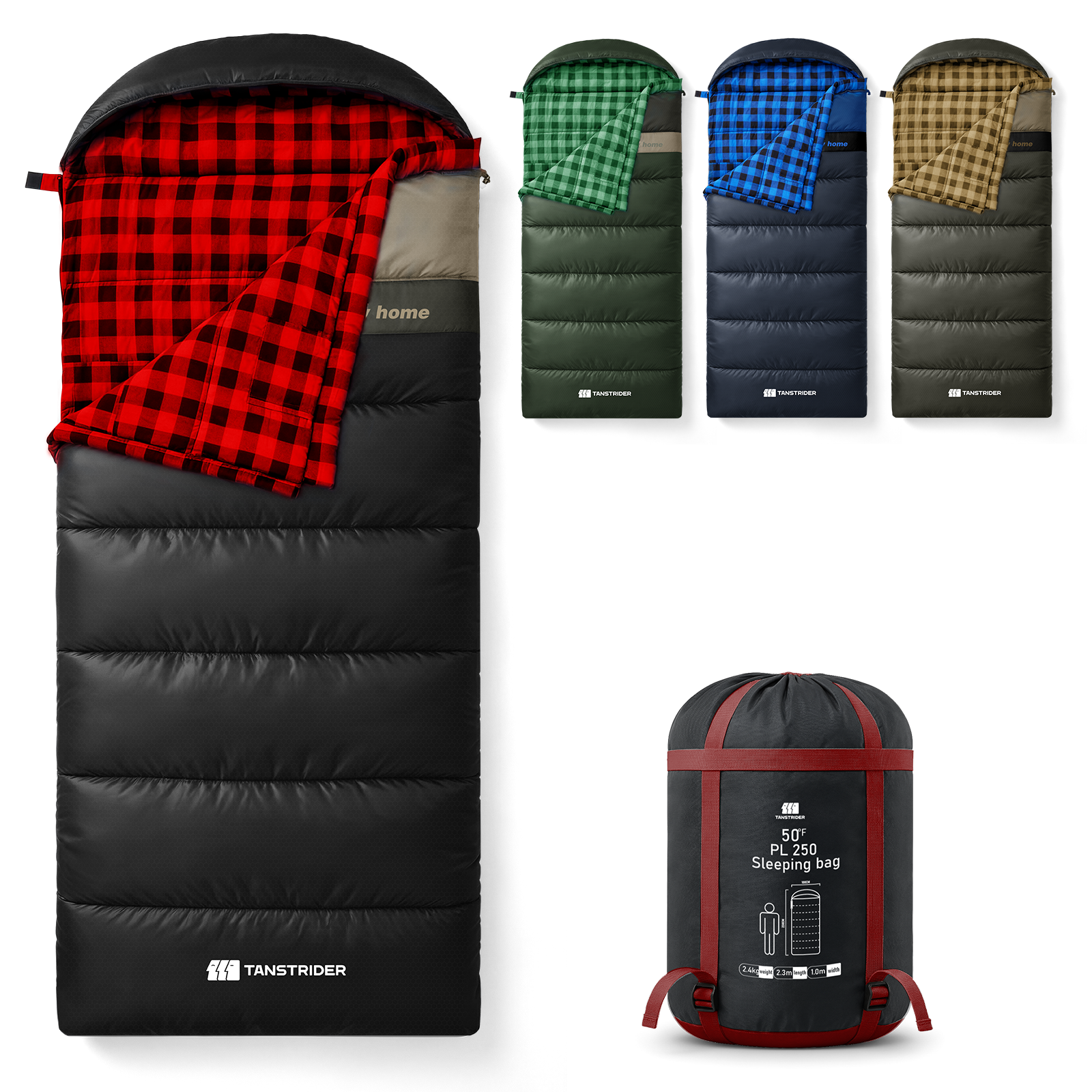 Hooded single-person flannel Plain sleeping bag