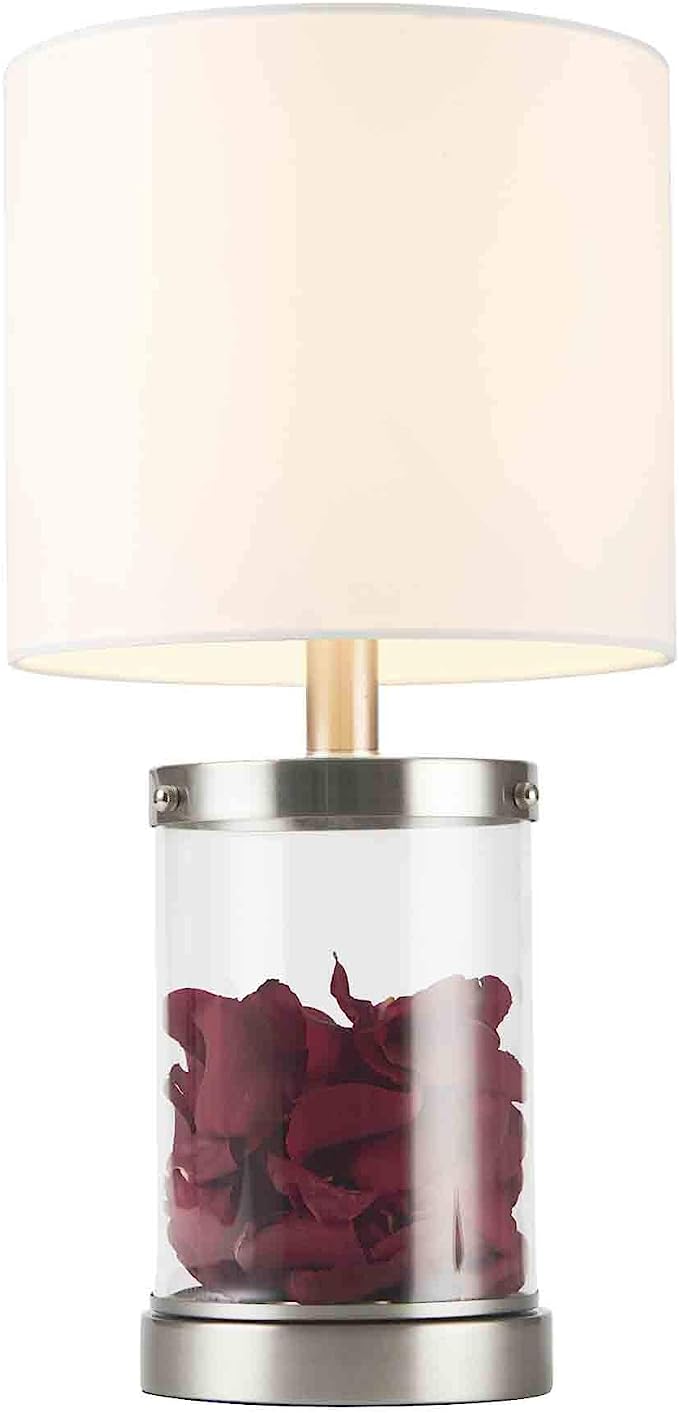 Fillable Table Lamp, Modern Desk Lamp with Clear Glass Fillable Base, 18