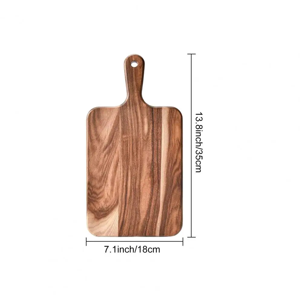 Long Carry Handle Chopping Board Round Cheese Board Versatile Acacia Wood Cutting Board with Handle for Meat Cheese for Kitchen