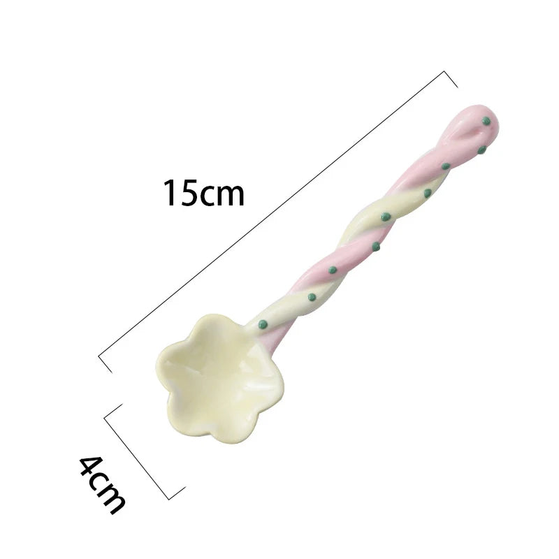 Spoon Cute Creative High Appearance Level Eating Long Handle Ceramic Coffee Stirring Spoon Star Dessert Spoon Kitchen Tools