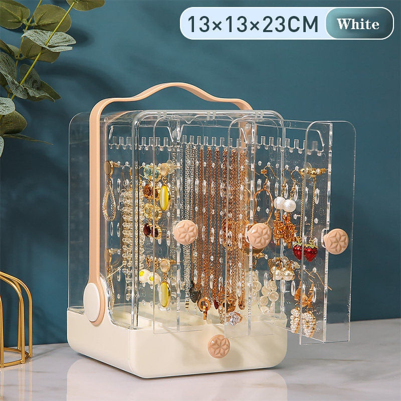 Box Makeup Organizer Jewelry Storage Box Lipstick Holder Earring Necklace Drawer Transparent Desktop Shelf