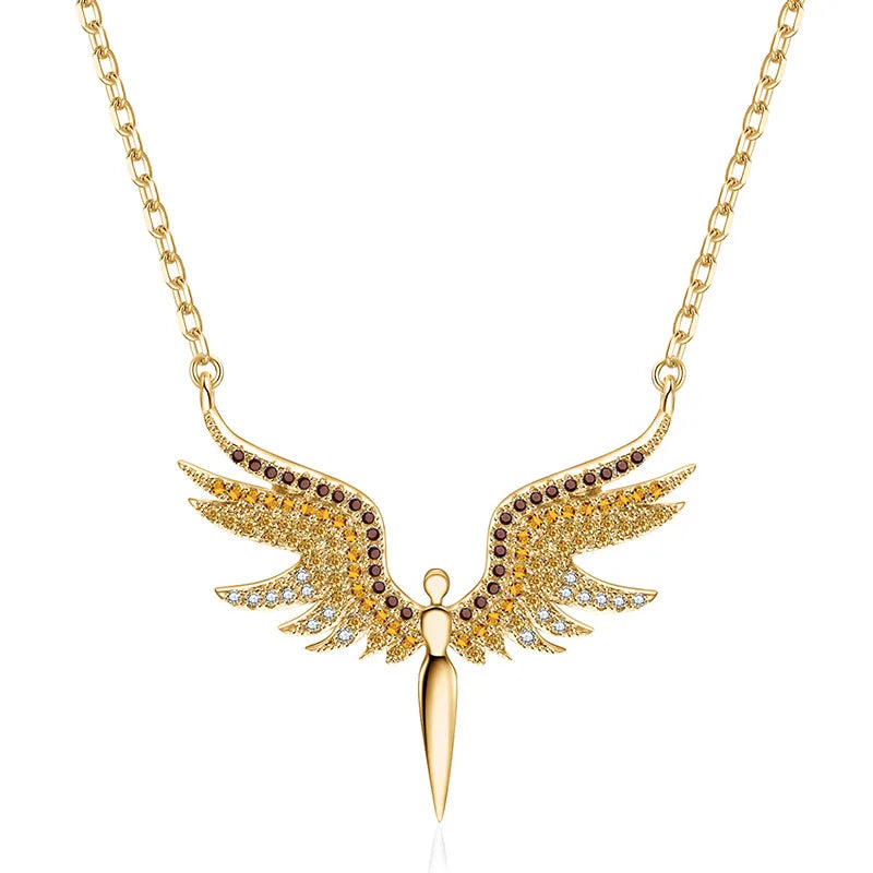 Stainless Steel Angel Wings Pendant Necklaces for Women Fashion Jewelry