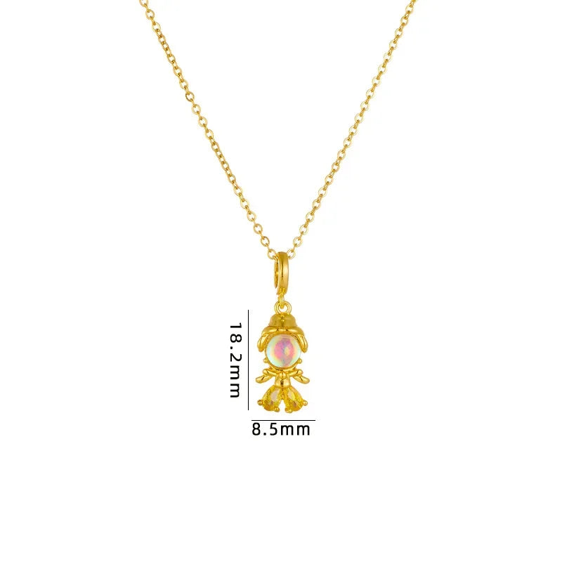 Disney Princess Snow White Cinderella Zircon Pendant Necklace for Women Girls Stainless Steel Chain Party Accessories Gifts