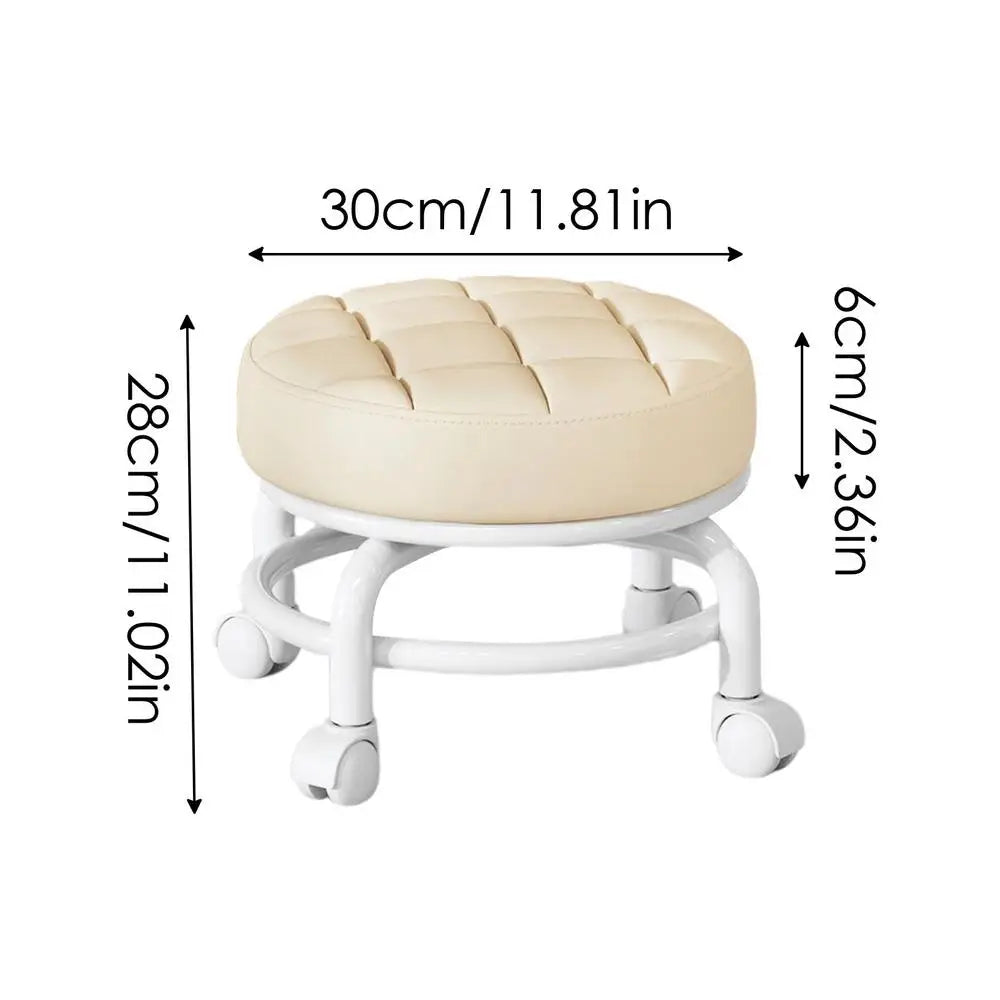 Household Pulley Low Stool Multi-functional Children Walking Round Stool 360 Degree Rotation With Universal Wheel Home Soft Seat