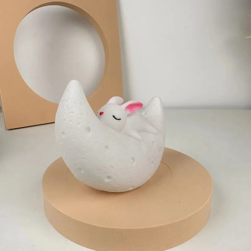 Night Light Sleep Light Moon Rabbit Night Light Bedroom Bedside Atmosphere Light Cute Creative Desktop Decoration Soft Light