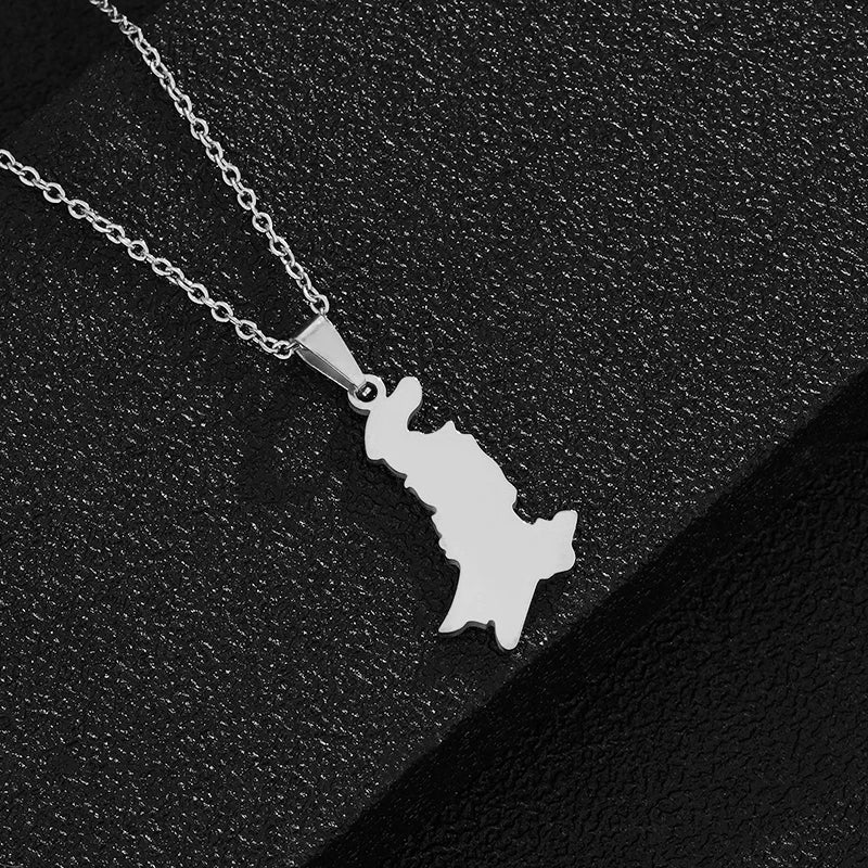 Fashion Pakistan Country Map Falg Pendant Necklaces For Women Stainless Steel Gold/Steel Color Pakistani Ethnic Jewelry Gifts