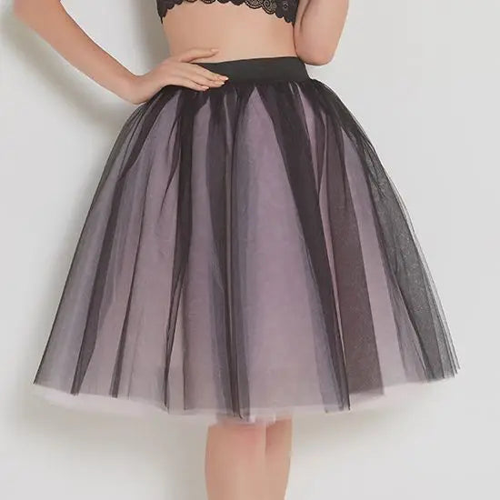 Quality 5 Layers Fashion Tulle Skirt Pleated Skirts Womens Lolita Petticoat Bridesmaids Midi Skirt