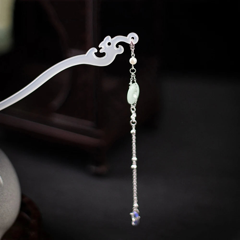 Tassel Hair Sticks Chinese Hanfu Hair Accessories Vintage Peaceful Buckle Hairpin Forks Girls Dialy Headpiece Fairy Hair Jewelry