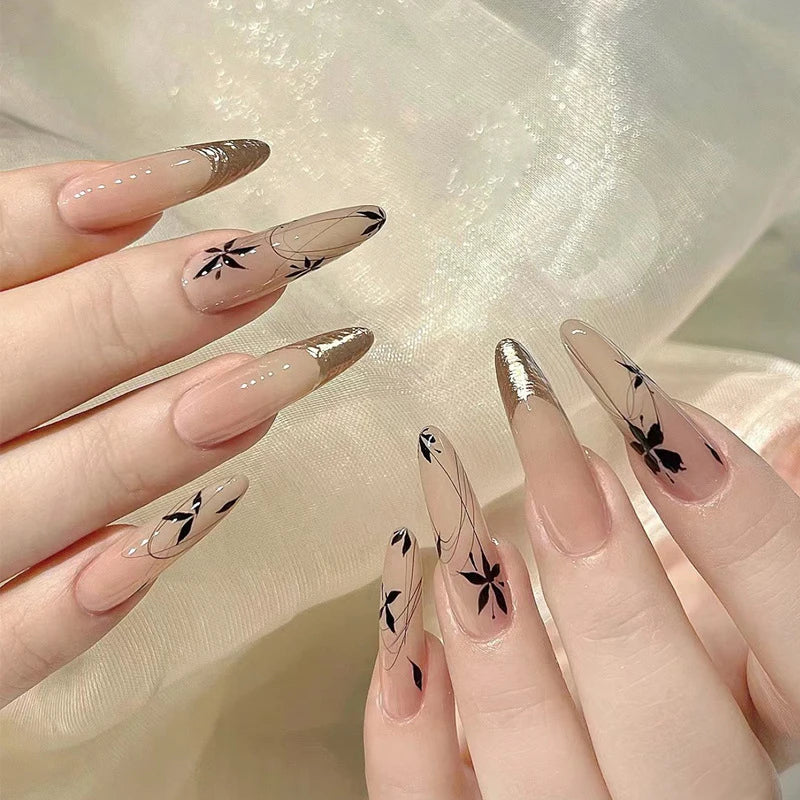 Handmade Art Nail Patches Wearable Fake Nails Medium Long Styles Heart-shaped Diamond Jelly Glue Shinying Wear Nail Tips