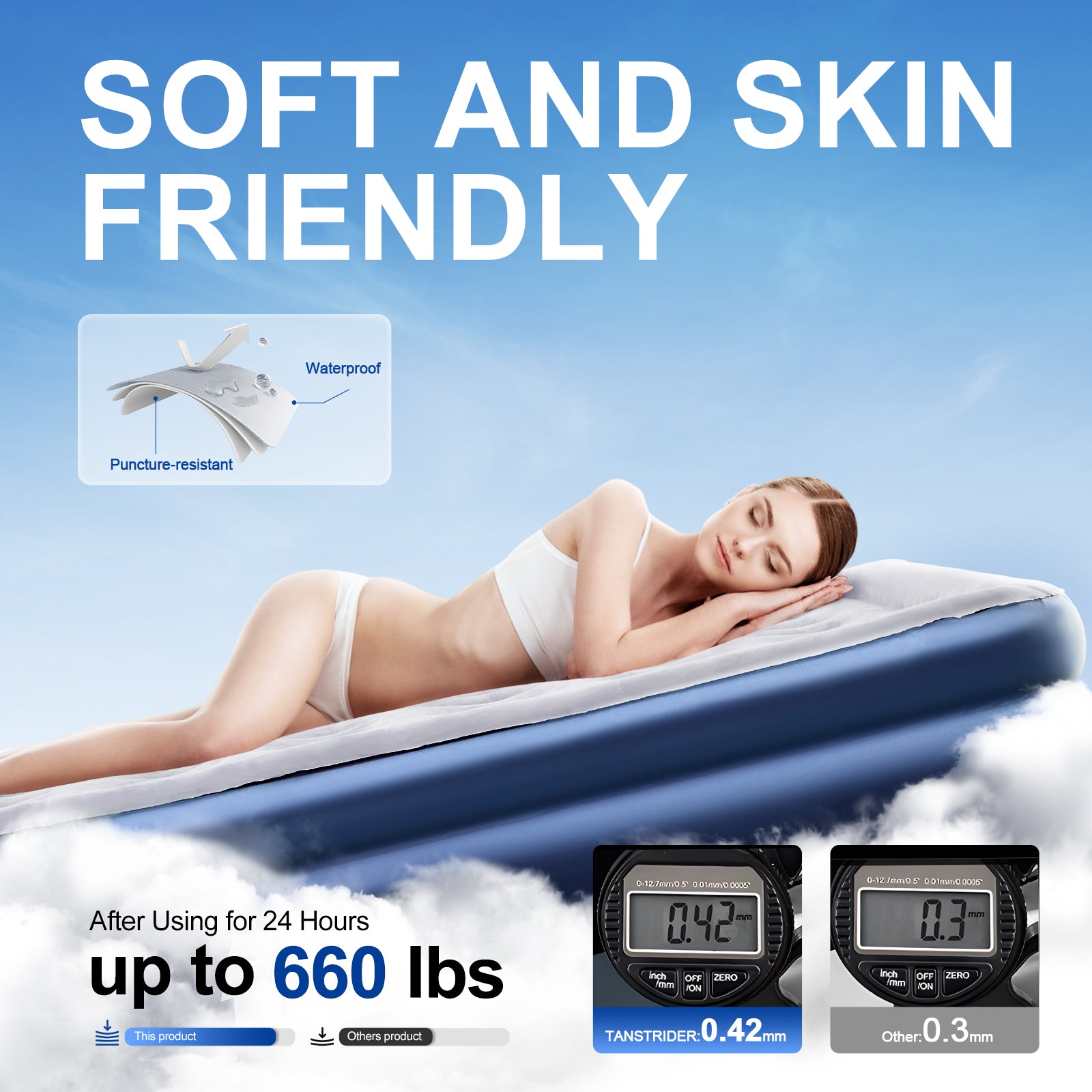 Tanstrider Soft Cloud 18-inch Plug-in Inflatable Bed