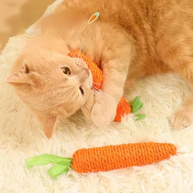 Carrot Cat Toys Pet Toys Durable Paper Rope Woven Puppy Chew Toys for Cats Molar Cleaning Teeth Pet Supplies Cat Accessories