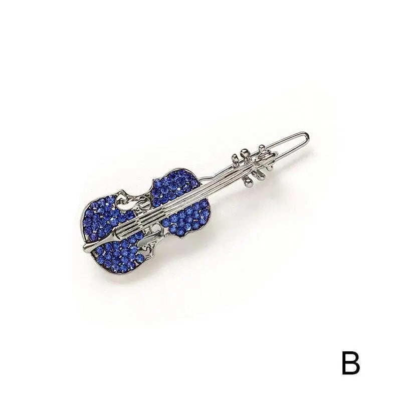 Rhinestone Crystal Violin Hairpin Hair Clip Cute Headwear Barrette Fashion Design Women Hair Accessories