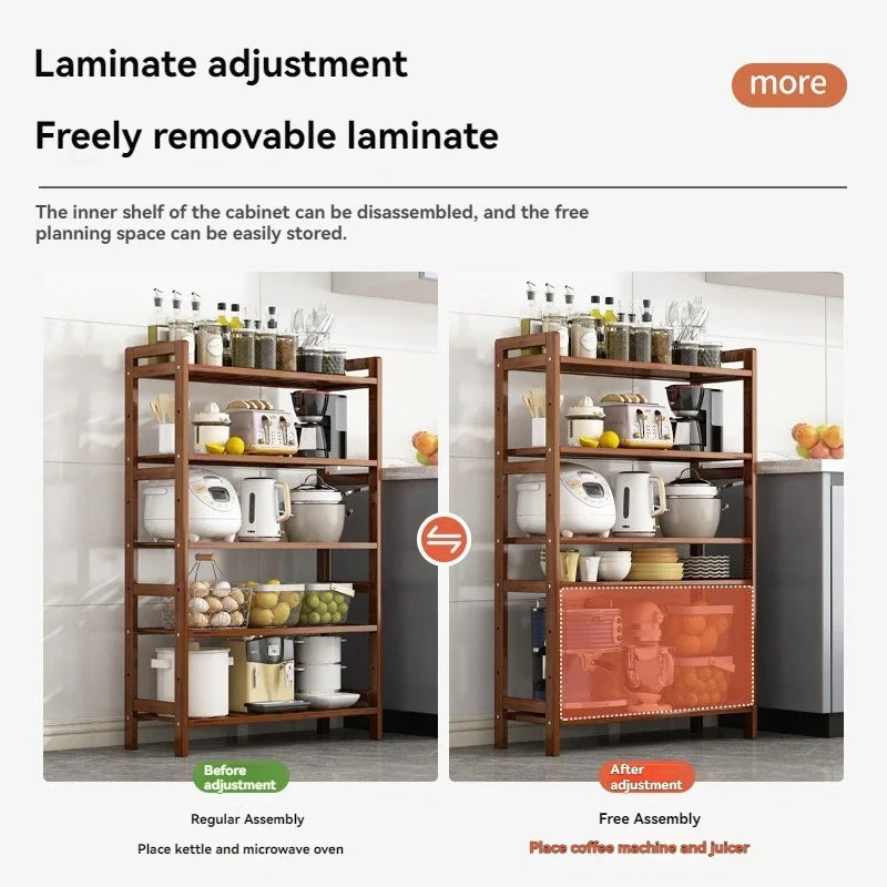 Kitchen shelf, floor standing multi-layer product collection, household pot seasoning shelf, fruit and vegetable bowl and dishs