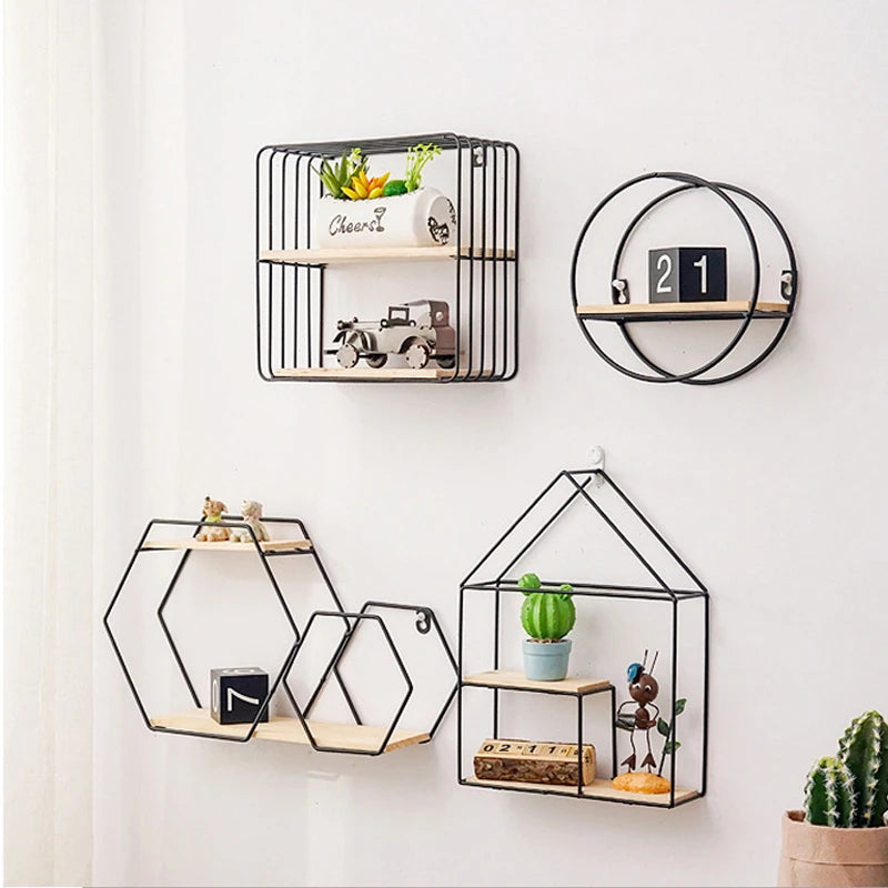 Decoration Metal Wall Storage Rack Kitchen Living Room Figurines Crafts Display Racks Home Decor Storage Rack