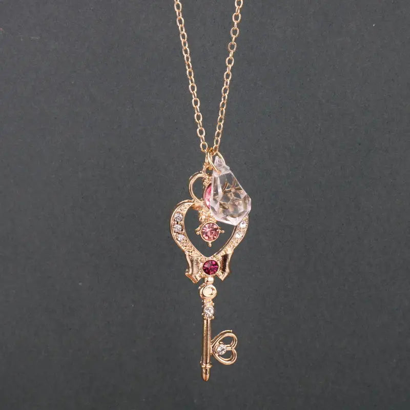 Anime Card Captor Sakura Necklace Star Flowers Cardcaptor KINOMOTO Sealing Wand Cosplay Pendant Woman Girl Jewelry