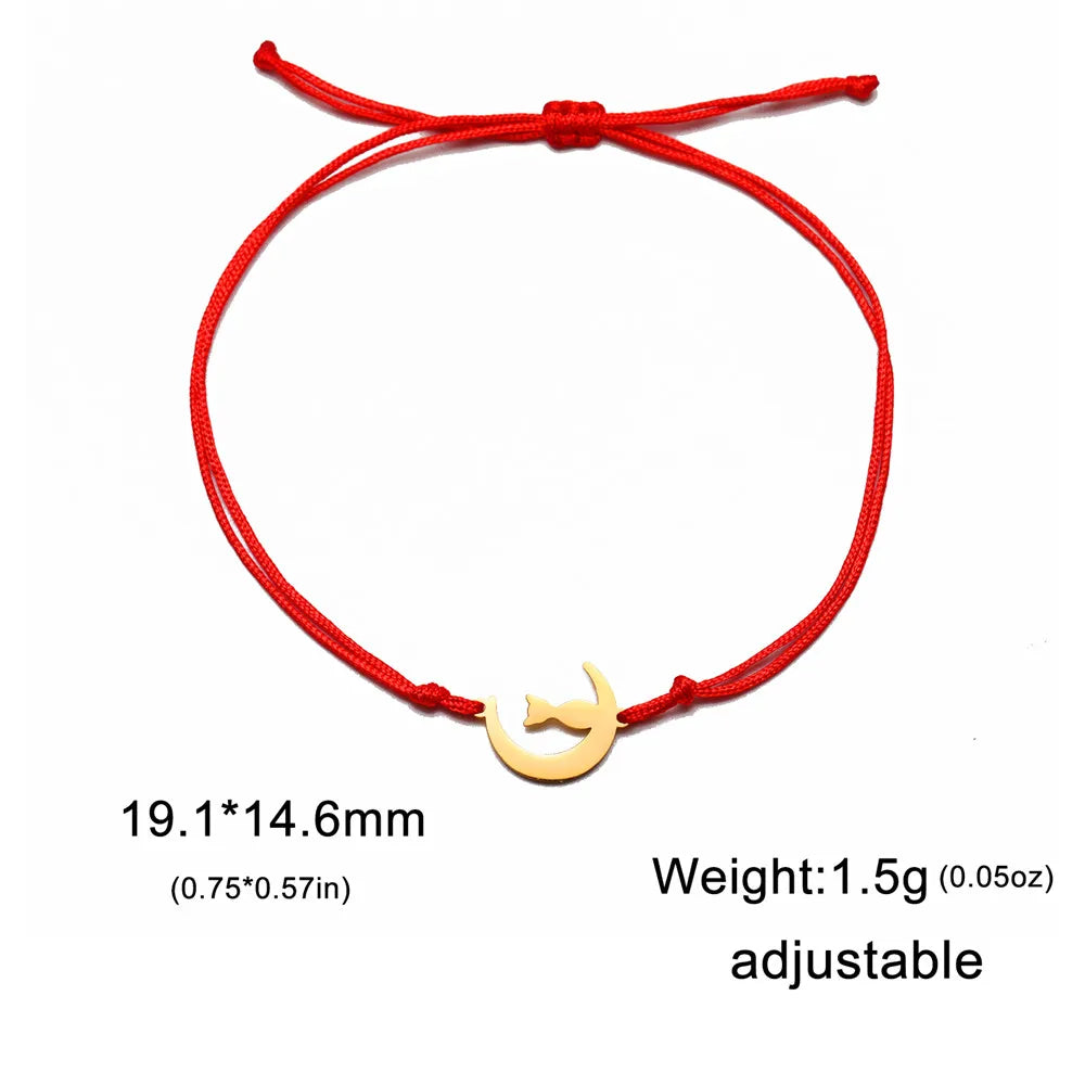 Skyrim Crescent Moon Cute Cat Bracelets on Hand for Women Stainless Steel Charm Bracelets Jewelry Mother's Day Gift Wholesale