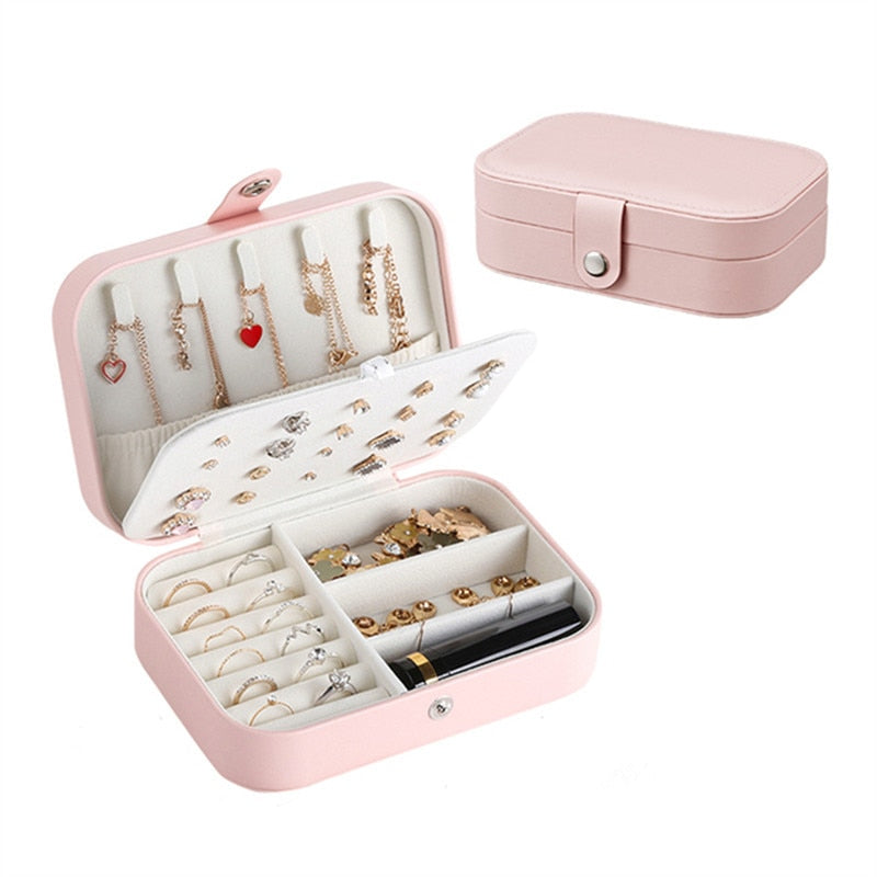 High Quality Jewelry Box Organizer Storage Leather Holder Earrings Ring Necklace Case Protable Jewel Packaging For Gift Display