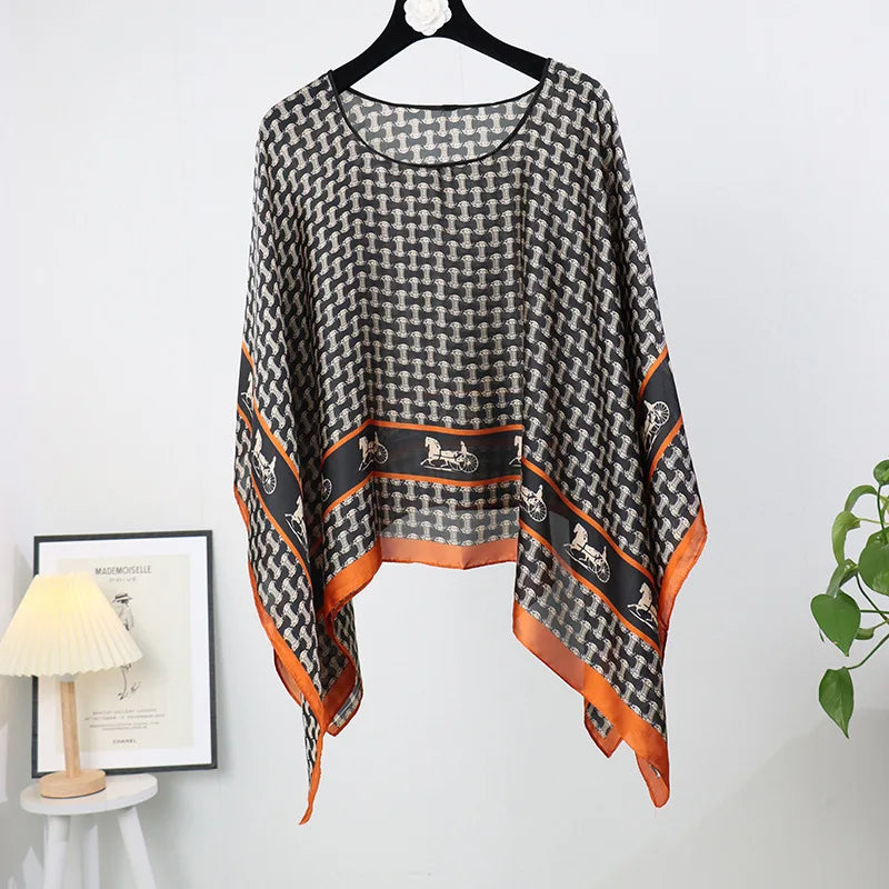 Poncho Pullover Shawl Sun Protection Scarf New Versatile Scarf Paired With Women's Loose Summer Sunscreen Leisure Clothing