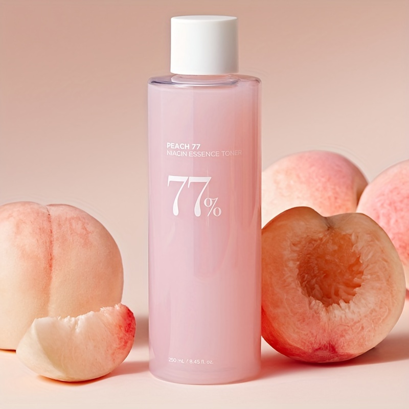 Pfirsich 77 % Niacin – feuchtigkeitsspendend, Pfirsich-Gesichtswasser – feuchtigkeitsspendend und hautberuhigend, Hautberuhigendes rosa Gesichtswasser
