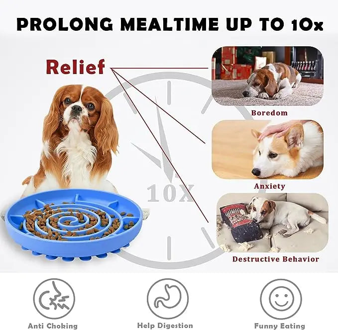 Pet supplies Slow Food  Bowl Cat Anti-Knockover Anti-Slip Food Bowl Puppy Anti-choking Silicone Toy Food Plate