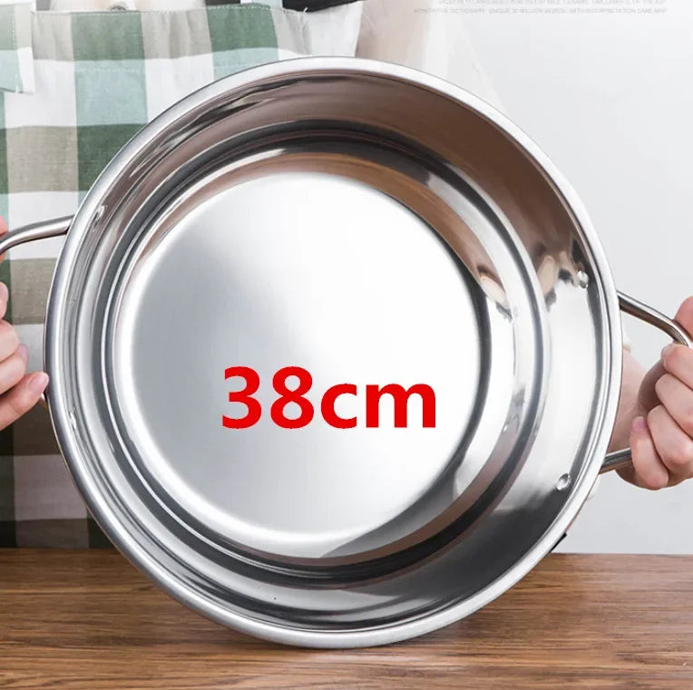 &24-40cm Stainless Steel 1.5mm Thick Double Ear Soup Cooker Hot Pot Twin Divided Cookware home Kitchen round induction cooker