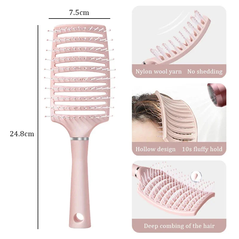 Hairdressing Fluffy Hair Comb Curly Hair High Cranial Top Hollow Massage Big Curved Comb Wide Tooth Large Plate Comb Beauty Tool