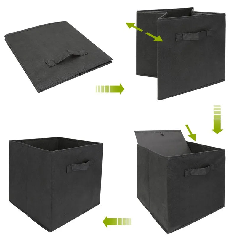 Foldable Fabric Storage box Cube Bins Cloth Organizer storage Baskets Folding Nursery Closet Drawer Features Dual Handles