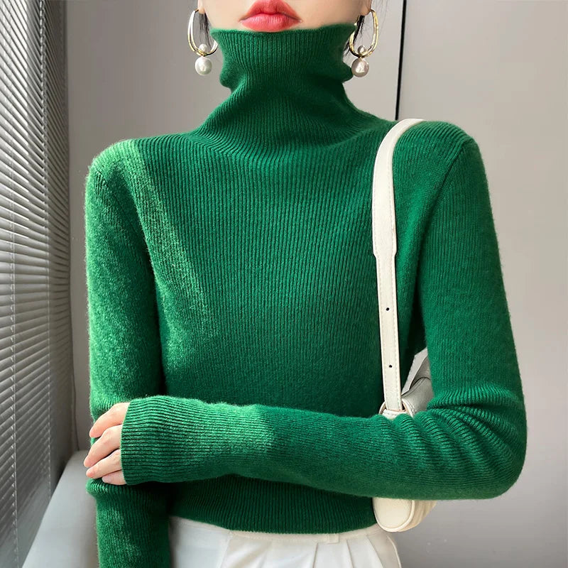 2022 Autumn Winter Cashmere  Sweater Women's Pullover Turtleneck  Casual Fashion Pure Color Cashmere sweater women