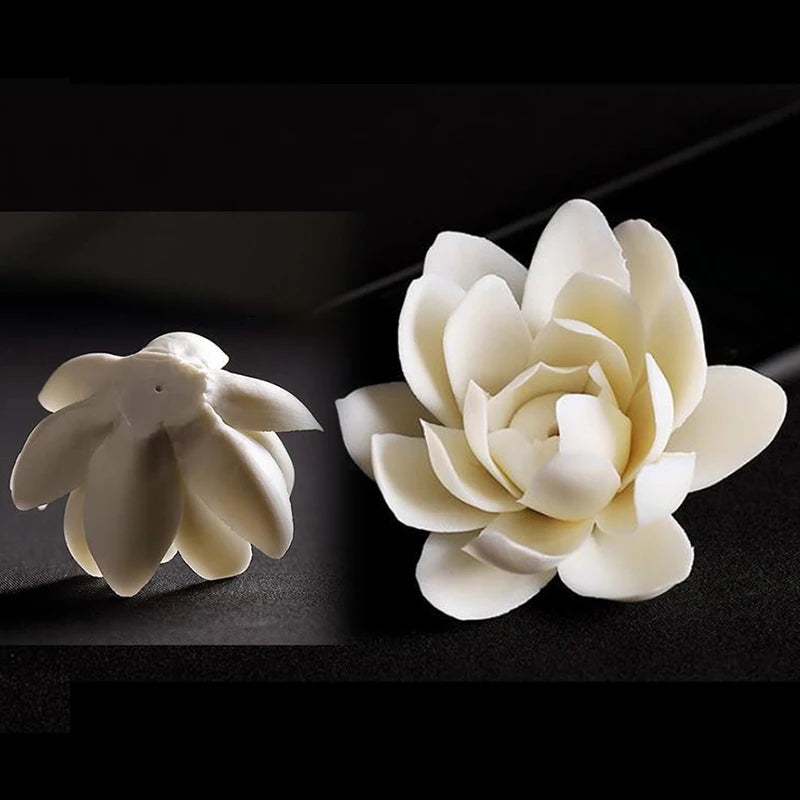 Ceramic White Lotus Incense Burner Home Decor Incense Stick Holder Aromatherapy