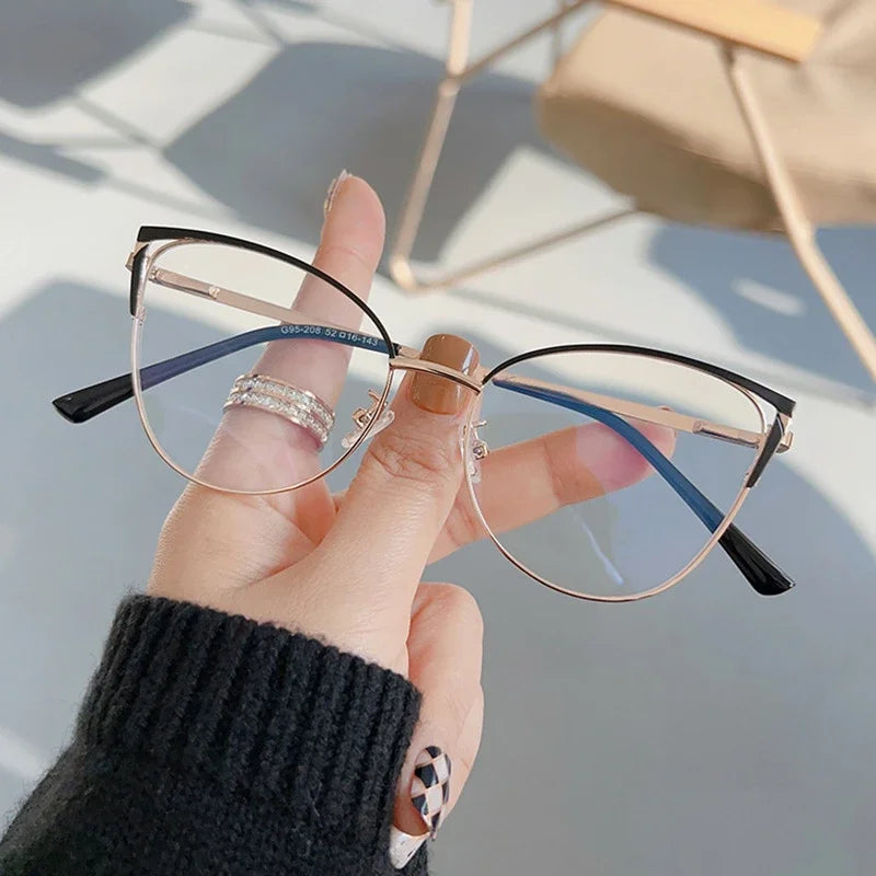 New Fashion Anti Blue Light Blocking Glasses Women Men Retro Cat Eye Frame Reading Computer Clear Lens Simple Female Eyeglasses