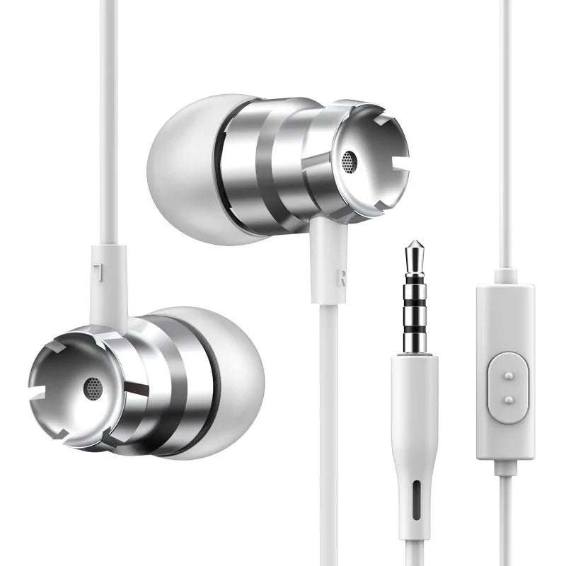 New Metal Wired Super Bass Earbud 3.5mm Built-in Microphone Hand Free Noise Reduction Gaming Universal Headset Sport Earphone