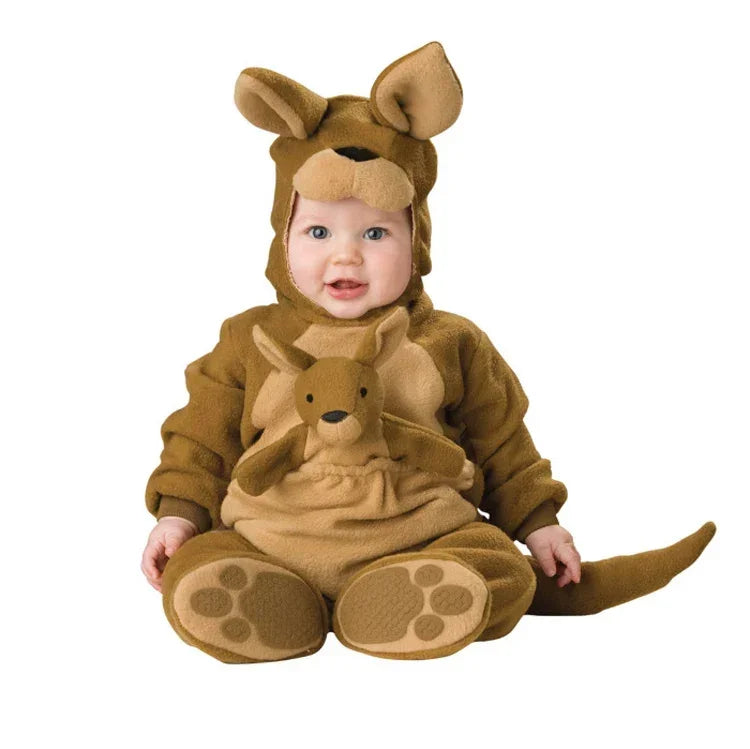 Baby Boy Girl Costume Romper Onesie Toddler Halloween Clothes Cartoon Animal Rompers Flannel Warm Soft Baby Infant Clothing