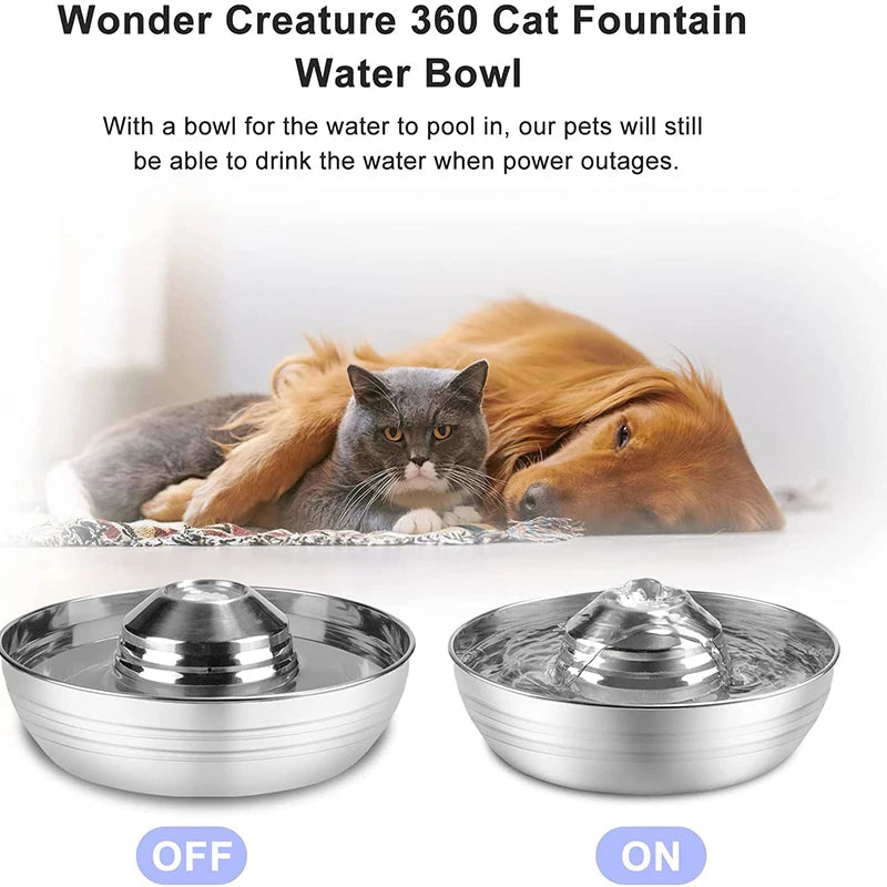 Dog Cat Water Fountain Stainless Steel Pet Drinking Fountain for Cats Small Dogs 2L Ultra-Quiet Automatic Fountains Dog Drinker