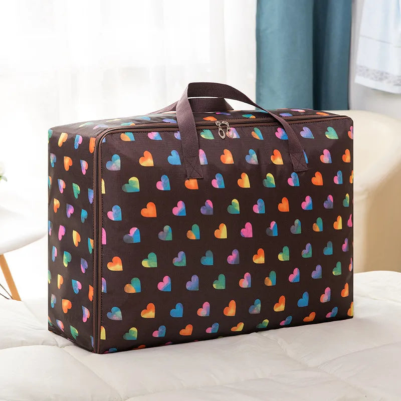 Waterproof Oxford Cloth Quilt Storage Bag Quilt Clothing Finishing Storage Bag Heavy Clothes Floral Storage Baggage Bag 70CM