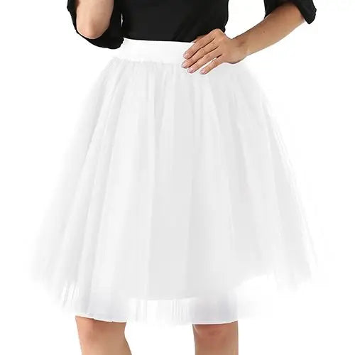 Quality 5 Layers Fashion Tulle Skirt Pleated TUTU Skirts Womens Lolita Petticoat Bridesmaids Midi Skirt Jupe Saias faldas