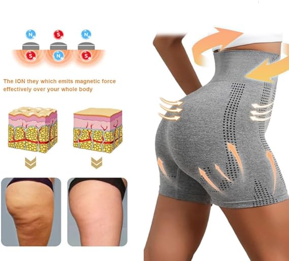 Baicloud Micro-Vibration Massage Module Ice Silk lon Fiber Repair Shaping Shorts, Mid-Waist Body Shaper Shorts
