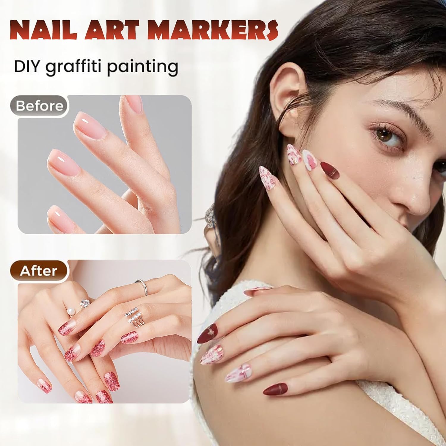 12 Farben 3D Nagellack Stift Set, Nail Art Markert, DIY Linie Nagelkunst Graffiti, Nagelspitze Nail Art Beauty Schmücken Maniküre Werkzeuge, Nagellackstifte Nageldesign für Weihnachten