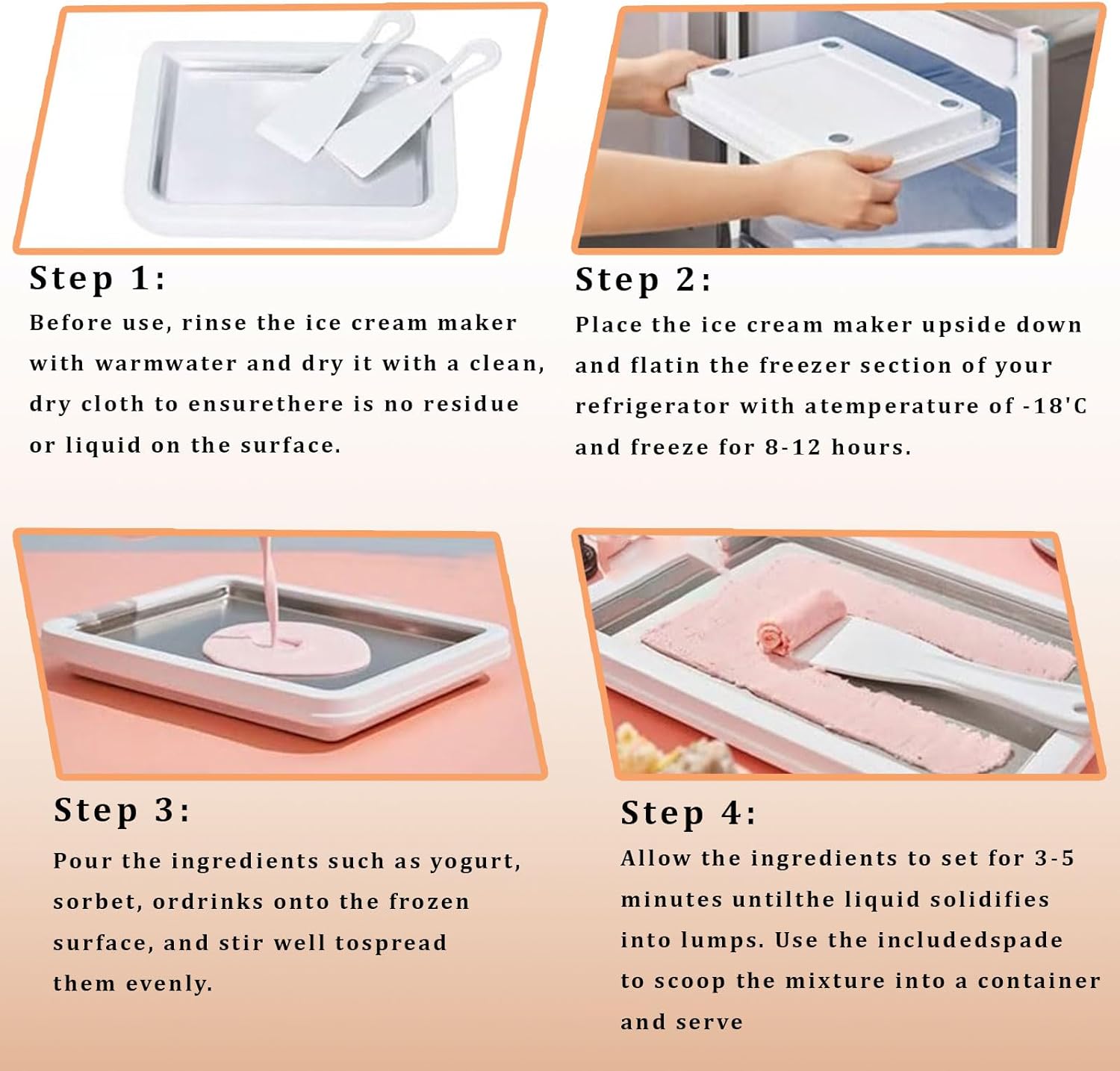 2026 New Rolled Ice Cream Maker Kids, Instant Freeze Plate with 2 Scrapers, DIY Homemade Ice Cream Tray, Yogurt, Sorbet, Food-Grade Stainless Steel, Fun Family Activity