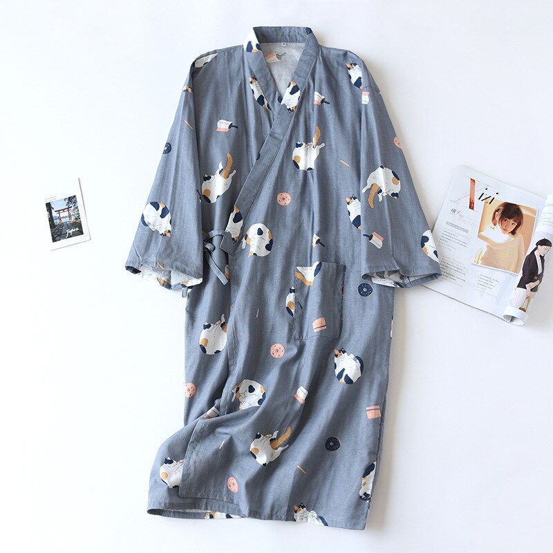 pajamas summer new 100% cotton gauze pajamas nightgown ladies SPA yukata homewear long pajamas women