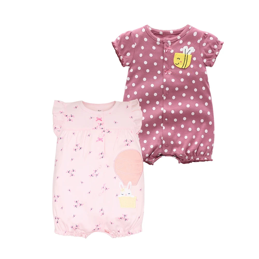 2Pcs/lot Brand Summer Baby Girl Clothes Cotton Jumpsuit Baby Clothing Short sleeve  Infant Boys Clothes 0-24M Baby Rompers