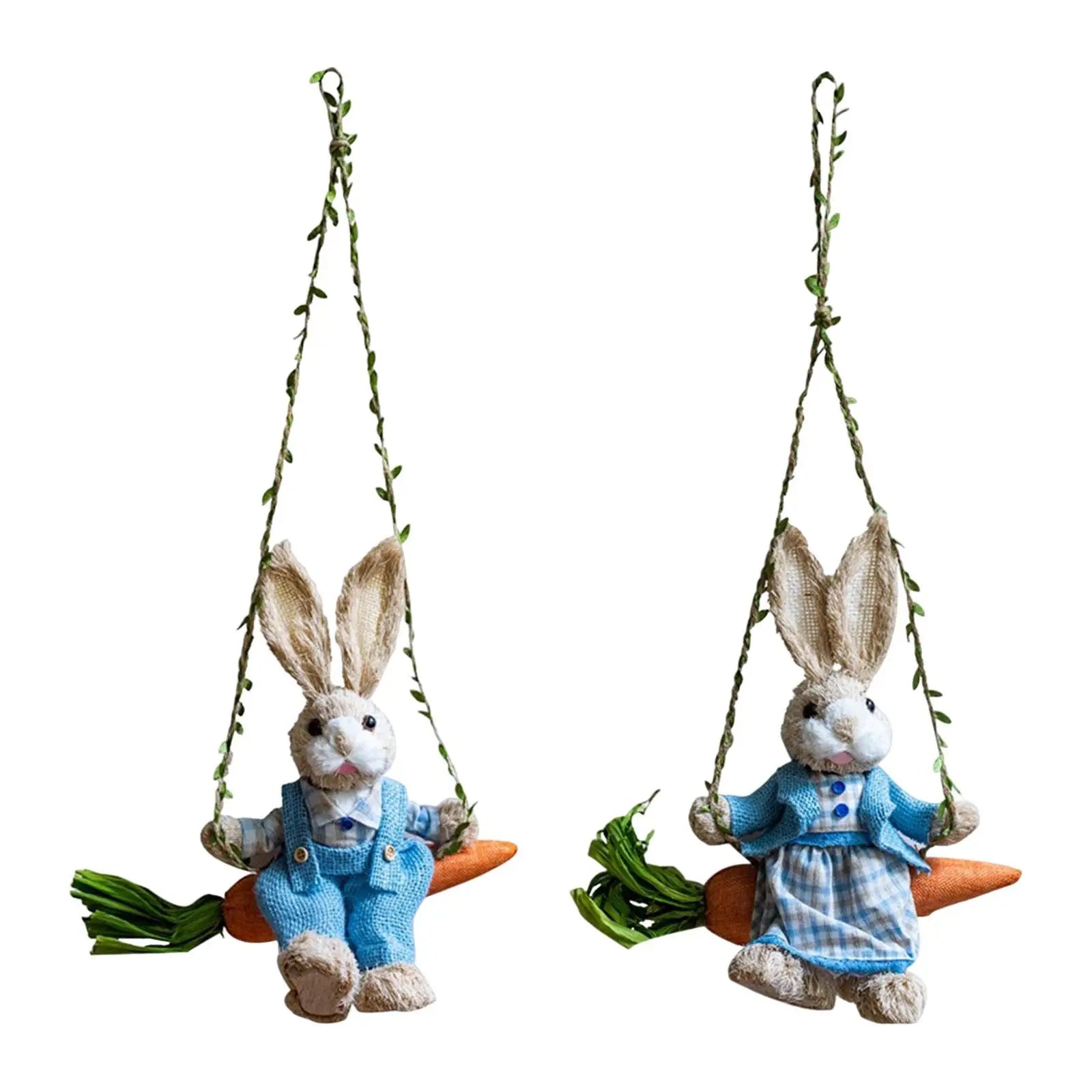 Easter Bunny Pendant Swing Rabbit Hanging Ornament for Dining Room Holiday Collections Display Home Decor Wedding Party Art Gift